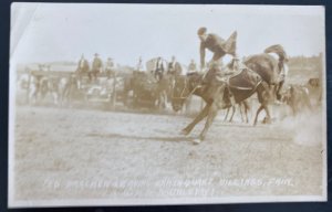 Mint USA Real Picture Postcard Cowboy Ted Bracken Leaving  Earth Quake Billings