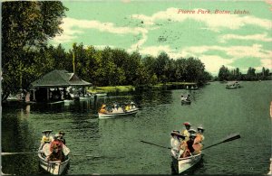 Canoes on Lake and Boathouse Pierce Park Boise Idaho ID 1910 DB Postcard C10