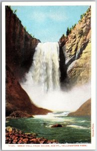 Great Fall From Below Yellowstone National Park Wyoming WY Waterfalls Postcard