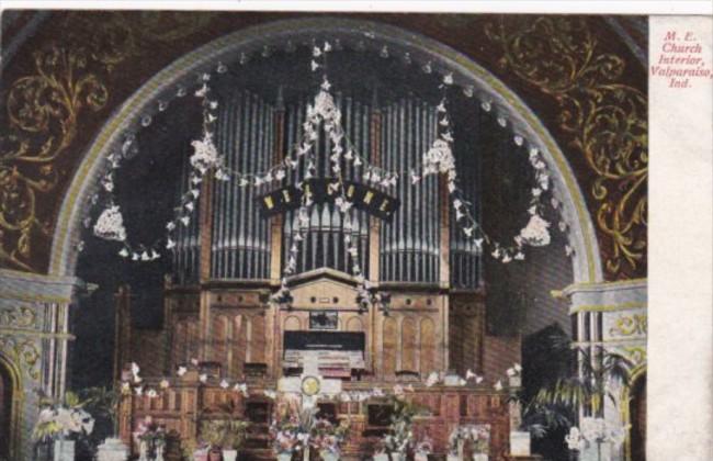 Indiana Valparaiso M E Church Interior 1910