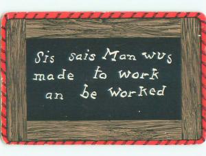 Unused Pre-1907 comic MESSAGE ON ANTIQUE SCHOOL SLATE ON POSTCARD J3660