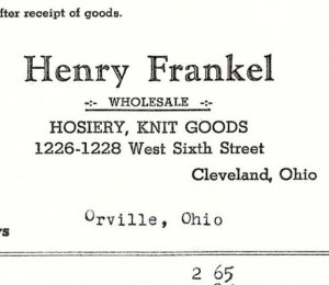 1939 HENRY FRANKEL HOSIERY KNIT GOODS CLEVELAND OH BILLHEAD INVOICE Z2262