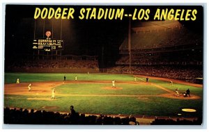 c1960 Dodger Stadium Night View Los Angeles California Vintage Antique Postcard