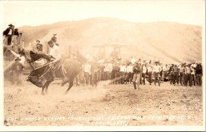 RPPC Cowboy Joe France on Sunday Girl Jackson Hole WY Frontier Days Postcard R69