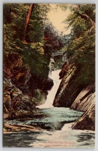 Adirondack Mts NY High Falls From Pool Wilmington Notch New York Postcard AA3