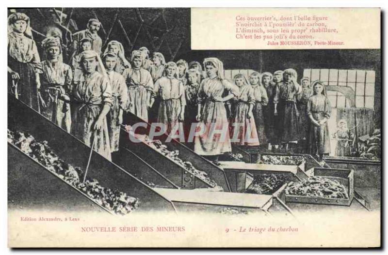 Postcard Old Mine Mining Miners Sorting Coal