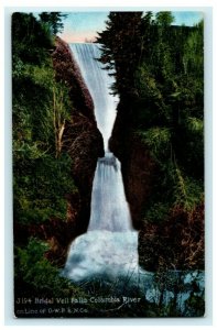 Bridal Veil Falls Columbia River California Waterfall Vintage Antique Postcard 