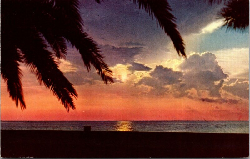 Louisiana LA New Orleans SUNSET Lake Pontchartrain Chrome Color Postcard 