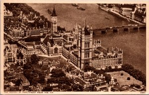 The Houses of Parliament from the Air vintage postcard