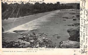 Great Falls Virginia Fishing Dam Waterfront Antique Postcard K670674