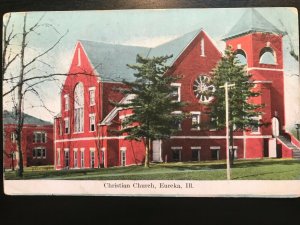 Vintage Postcard 1909 Christian Church, Eureka Illinois (IL)