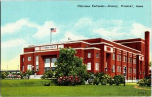 Ottumwa Coliseum-Armory, Ottumwa IA Vintage Linen Postcard C31