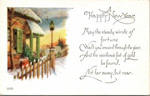 VINTAGE POSTCARD A HAPPY NEW YEAR MAILED FROM PETERBOROUGH N.H. 1923