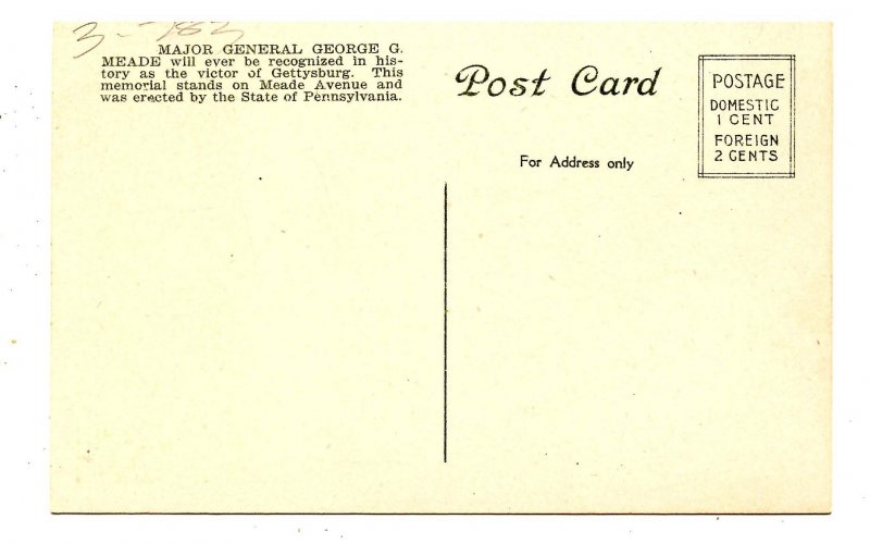 Civil War - Gettysburg, PA. General George Meade Statue