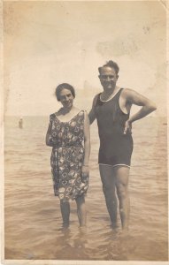 Milan Italy 1923 RPPC Real Photo Postcard Bathers In Ocean