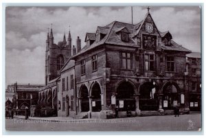 1922 Peterborough Town Hall and Parish Church Silverette Tuck Art Postcard