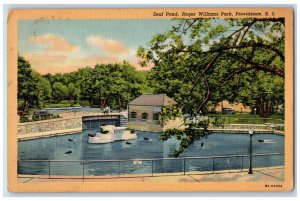 1944 Seal Pond Roger Williams Park, Providence RI Howard RI Postcard