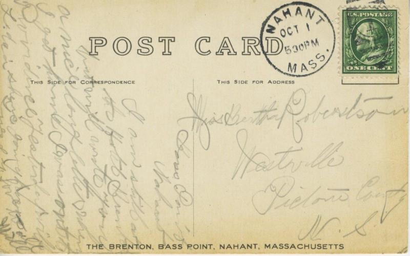 The Brenton Bass Point Hotel Nahant MA Mass Vintage Postcard E7