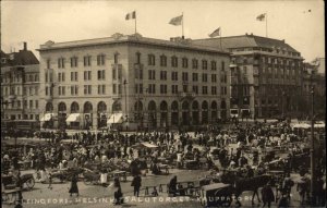 Helsingfors Finland Helsinki Busy Street Scene c1920s Real Photo Postcard