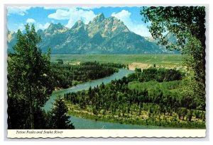 Teton Peaks & Snake River Wyoming Continental View Postcard