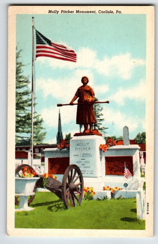 Molly Pitcher Memorial Monument Statue Carlisle Pennsylvania Postcard Unposted