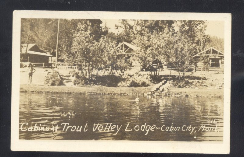 RPPC CABIN CITY MONTANA MT. TROUT VALLEY LODGE VINTAGE REAL PHOTO POSTCARD