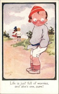 TUCK OILETTE Sad Boy Watches Couple All for Her Series c1910 Postcard