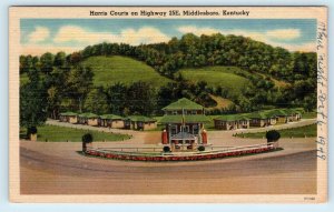 MIDDLESBORO, KY Kentucky~HARRIS COURTS 1949  Roadside Linen Bell County Postcard