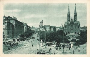 Vienna Votivkirche Freiheitsplatz Tram Street Scene Postcard J.S. Early 1900s