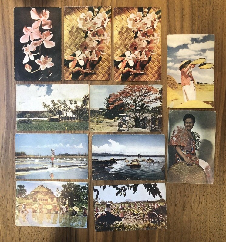 Lot Of 11 : Vintage Color Post Card Philippines Kodachrome Manila