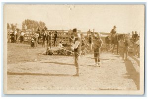 c1918 Cowboys Sport Lasso Rope Spinning Reno Nevada NV RPPC Photo Postcard