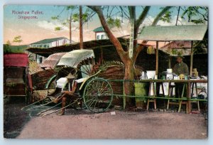 Singapore Postcard Rickshaw Puller and Store View c1910 Antique Unposted