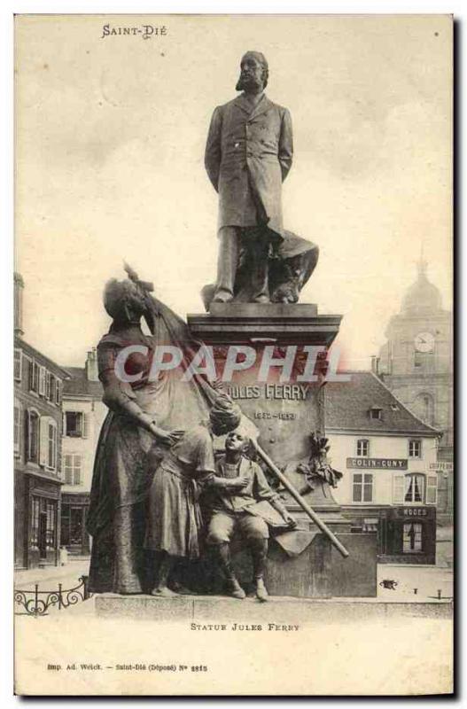 Old Postcard Saint Die Statue Jules Ferry