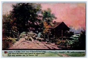 1910 Sheep Scene Mill Waterfalls Correctionville Iowa IA Posted Antique Postcard