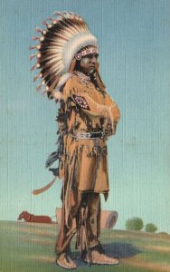 Vintage Postcard Pueblo Indian Dancer Full Regalia Rare Beaded Buckskin Costumes