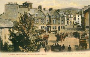 Ambleside Cumbria UK Coaches Market Square C-1910 Postcard 1905