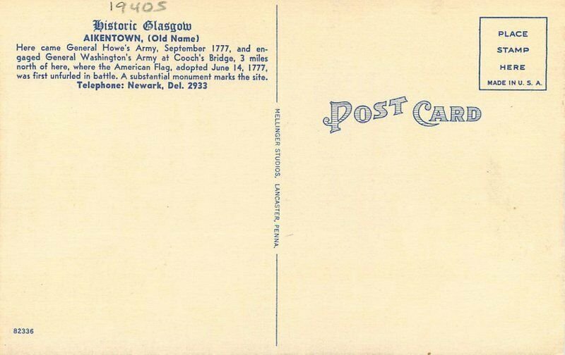 Delaware Glasgow Arms Restaurant dining room Mellinger Postcard 22-3977