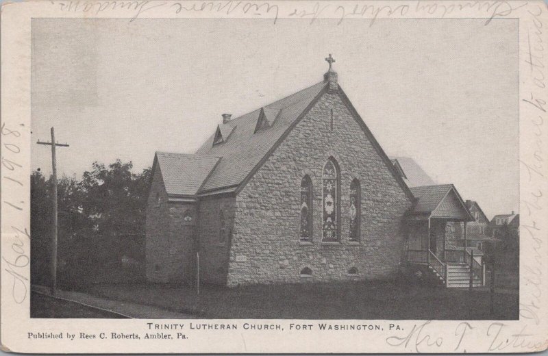 Postcard Trinity Lutheran Church Fort Washington PA 1908