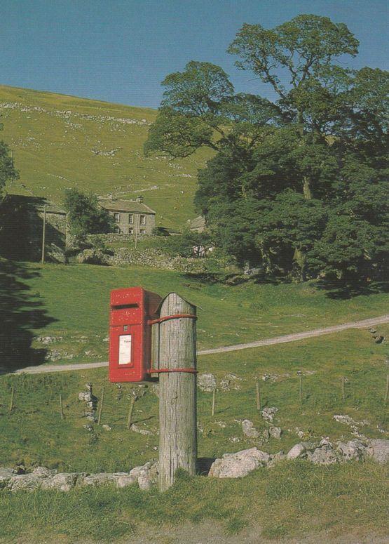 Yockenthwaite Yorkshire Village Post Pillar Box Postcard