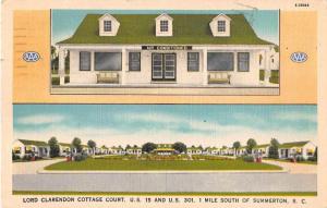 Summerton South Carolina Lord Clarendon Cottage Court Antique Postcard J53010