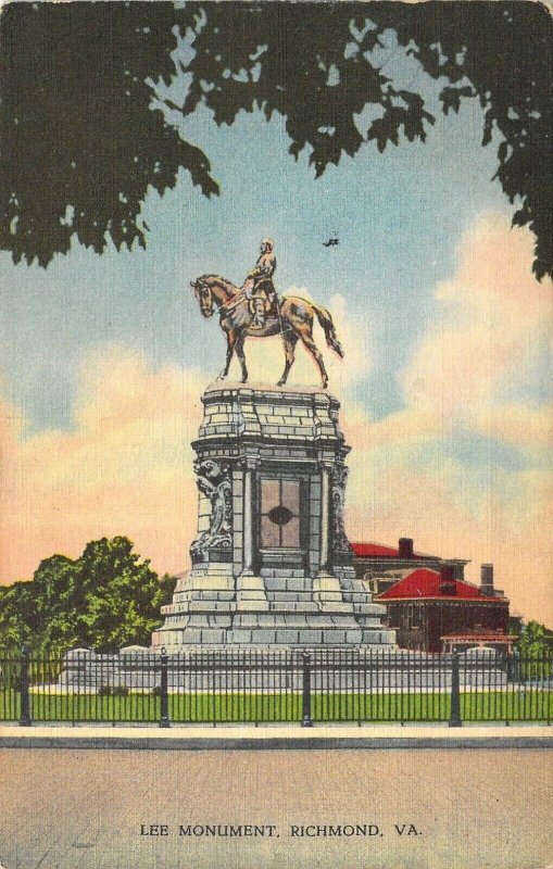 Civil War, Linen Era, General Lee Monument, Richmond, VA, Old Postcard