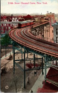 Vtg 1910s 110th Street Elevated Curve Railroad Railway New York NY Postcard