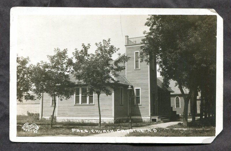 dc01 - CRYSTAL North Dakota 1913 Church. Real Photo Postcard.