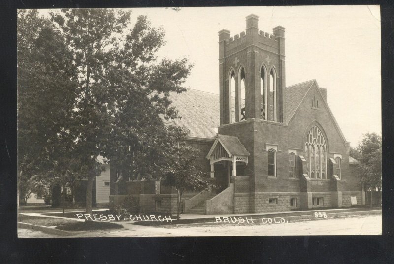 RPPC BRUSH COLORADO PRESBYTERIAN CHURCH VINTAGE REAL PHOTO POSTCARD