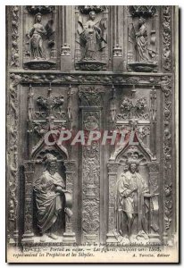 Old Postcard Aix en Provence detail of the Door of the Cathedral St Savior XV...