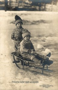 Sweden Royalty Prinsarna Gustaf Adolf och Sigvard Vintage RPPC 08.62