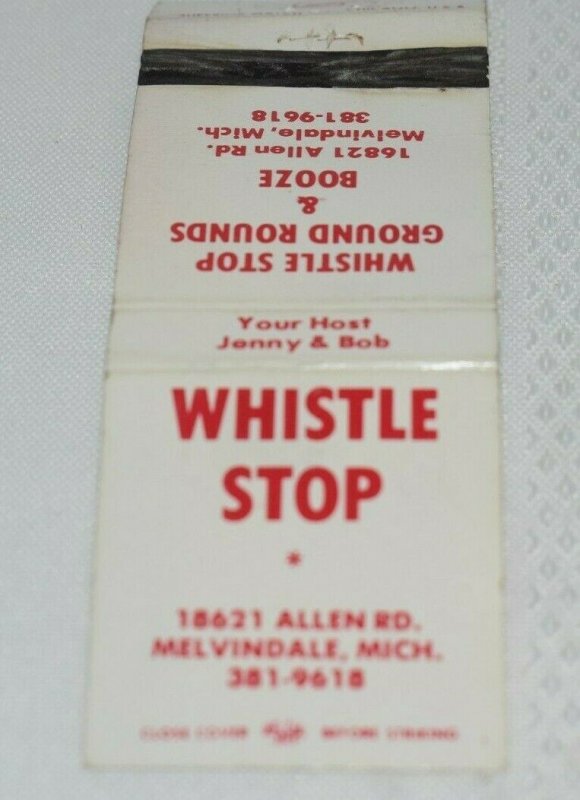 Whistle Stop Melvindale Michigan 20 Strike Matchbook Cover