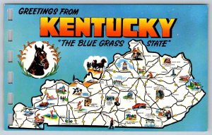 Greetings From Kentucky, Map With Major Routes And Sights, Vintage Postcard #2