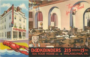Pennsylvania Philadelphia Bookbinders Seafood House Teich linen Postcard 22-5354