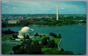 Postcard Washington DC 1960s Panorama View Thomas Jefferson Memorial Tidal Basin